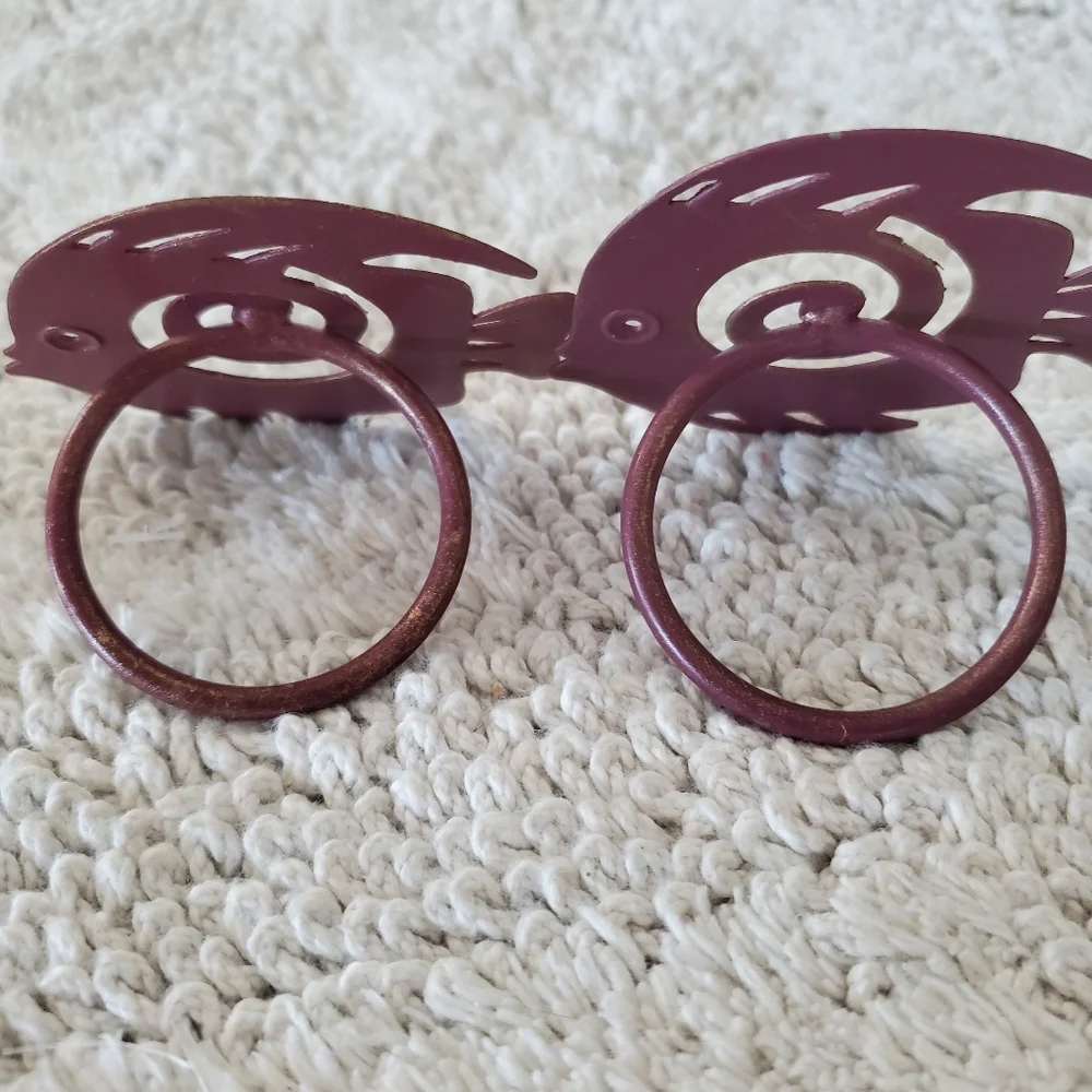 PIER 1 Seaside 8 ct Napkin Rings Hand Painted Metal Shells Fish Beach Coastal